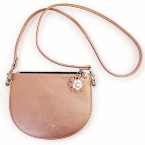 Zac Posen Metallic Copper Faux Leather Convertible Clutch Crossbody Bag EUC